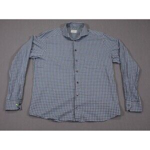 ETON Button Down Shirt Men's Blue Gingham Plaid Long Sleeve Cotton XL Trunk Club